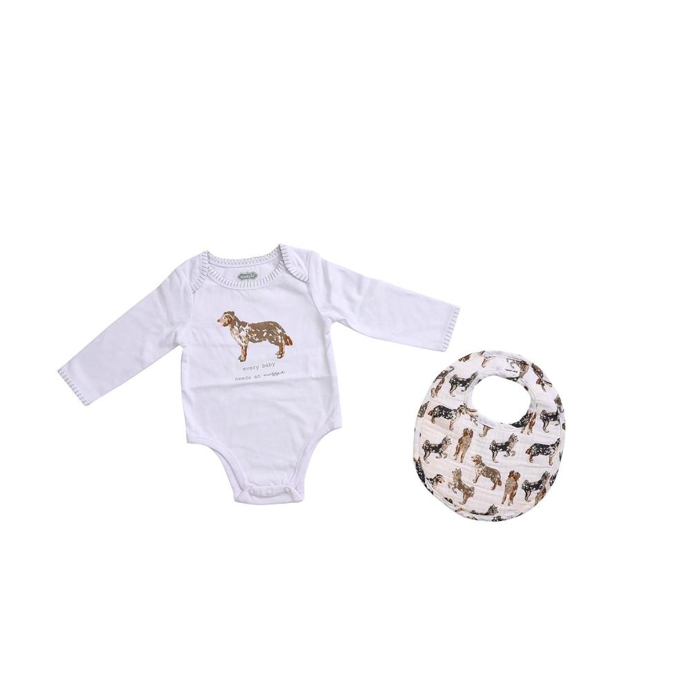 imageMUD PIE Baby Dog Breed Bodysuit and Bib Set Aussie 06 MonthsAussie