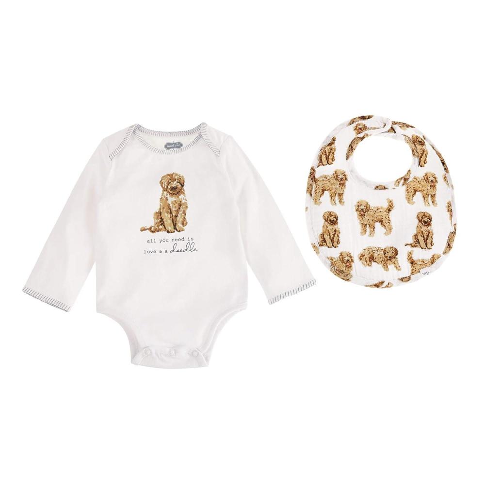 imageMUD PIE Baby Dog Breed Bodysuit and Bib Set Aussie 06 MonthsDoodle
