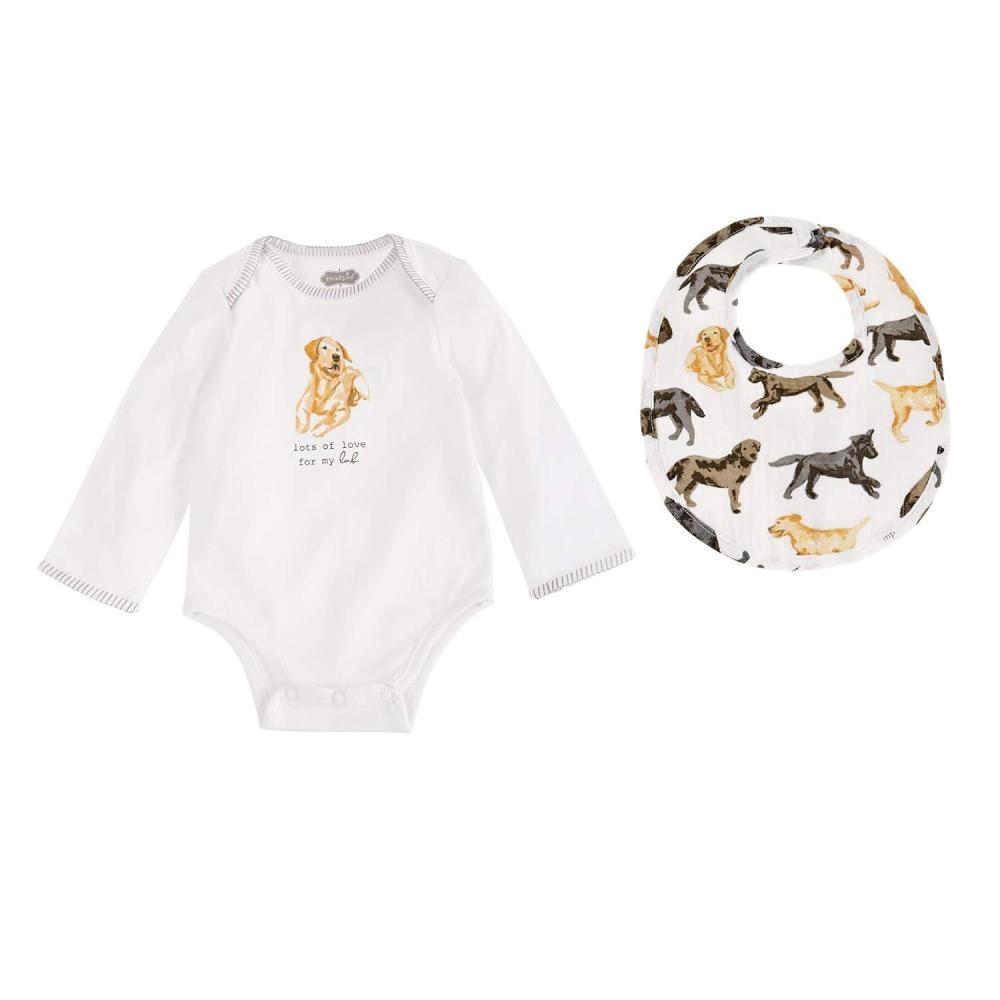 imageMUD PIE Baby Dog Breed Bodysuit and Bib Set Aussie 06 MonthsYellow Lab