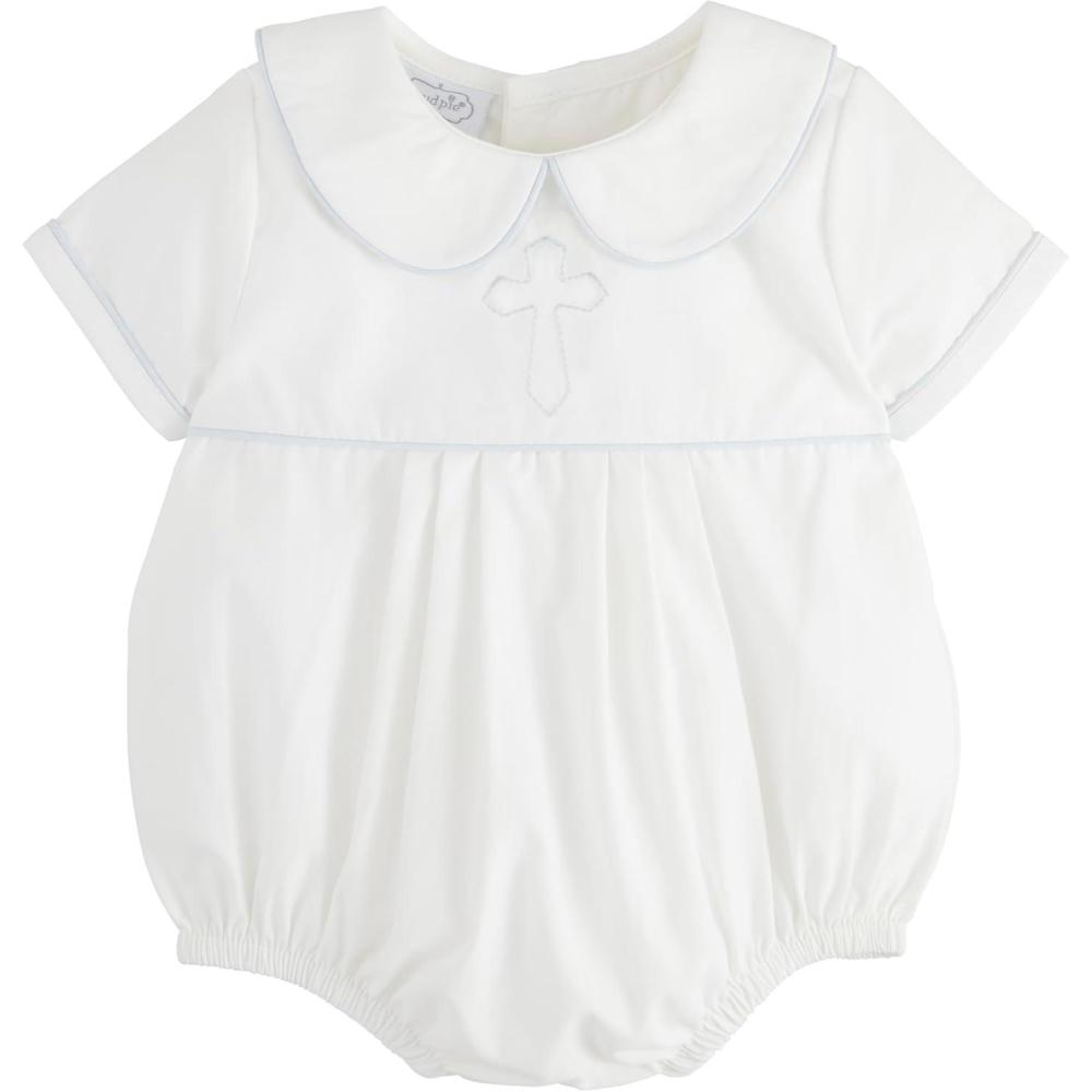 imageMud Pie Baby Boys Childrens Boy Cross Poplin BubbleIvory