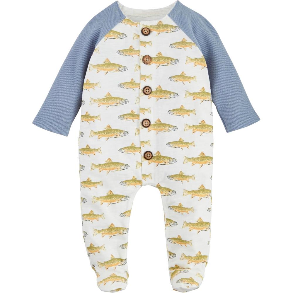 imageMud Pie Baby Boys Childrens Fish Button SleeperFish Print