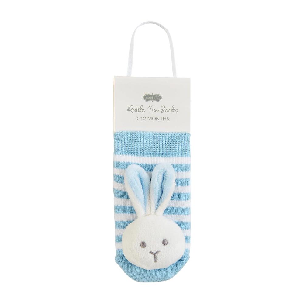 imageMud Pie Baby Bunny Rattle Toe Socks Grey 012MBlue