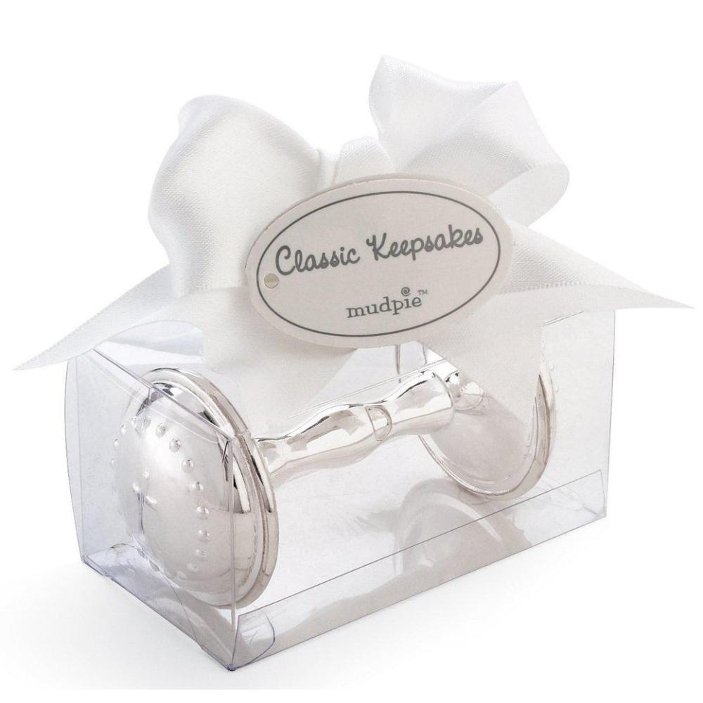 imageMud Pie Baby Classic Keepsakes SilverPlate Rattle CrossCross