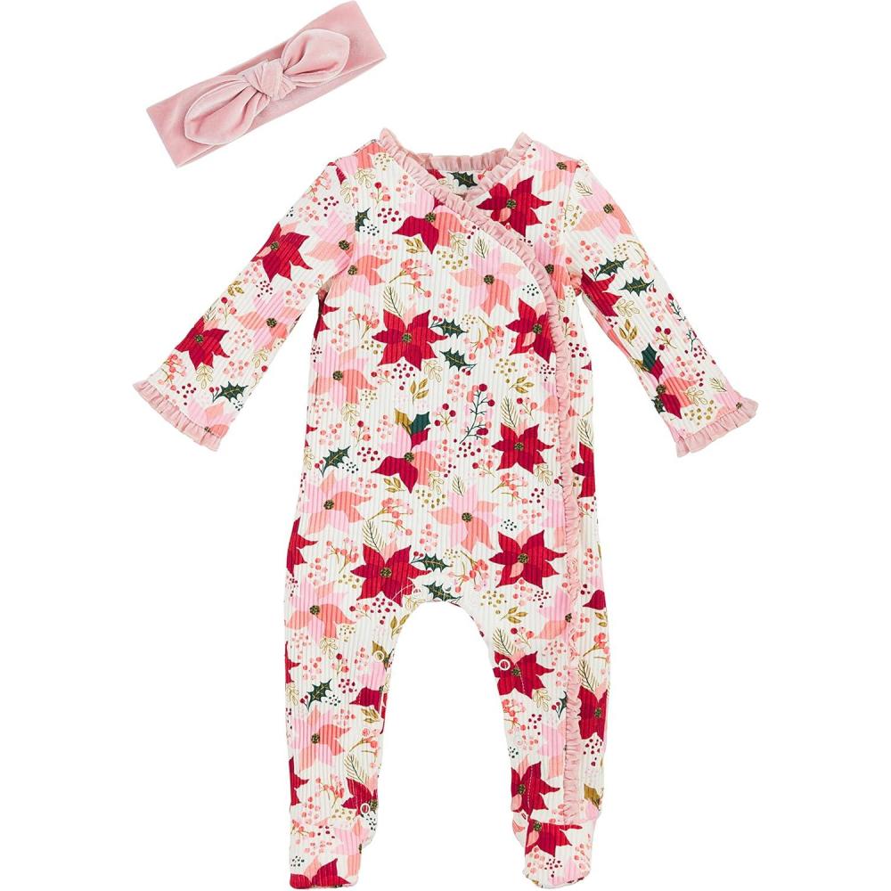 imageMud Pie Baby Girl SleeperPoinsettia
