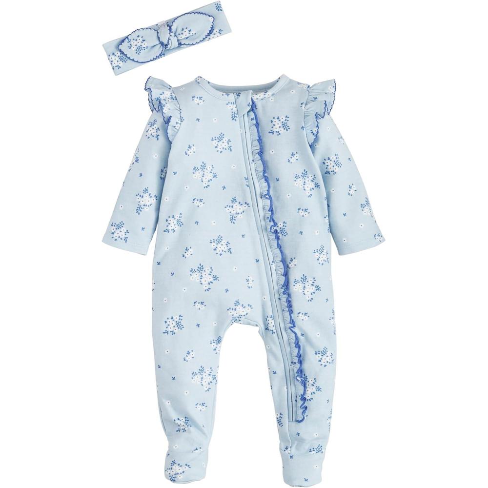imageMud Pie Baby Girls Childrens Ditsy Blue Floral SleepersBlue Floral