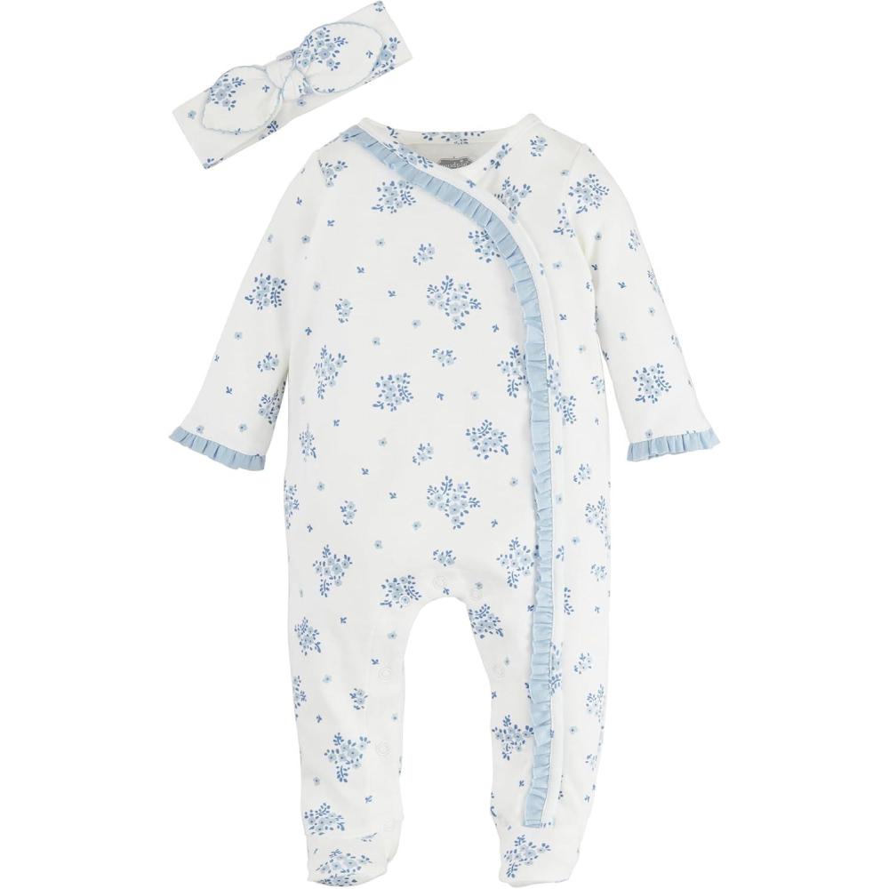 imageMud Pie Baby Girls Childrens Ditsy White Floral SleeperWhite Floral
