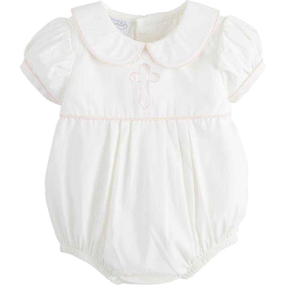 imageMud Pie Baby Girls Childrens Girl Cross Poplin BubbleIvory