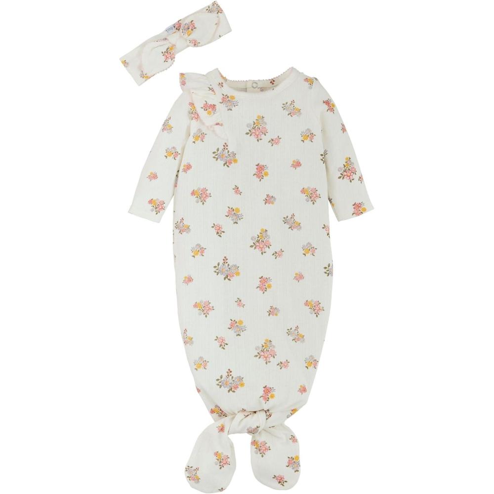 imageMud Pie Baby Girls Childrens Ivory Pointelle GownIvory Print