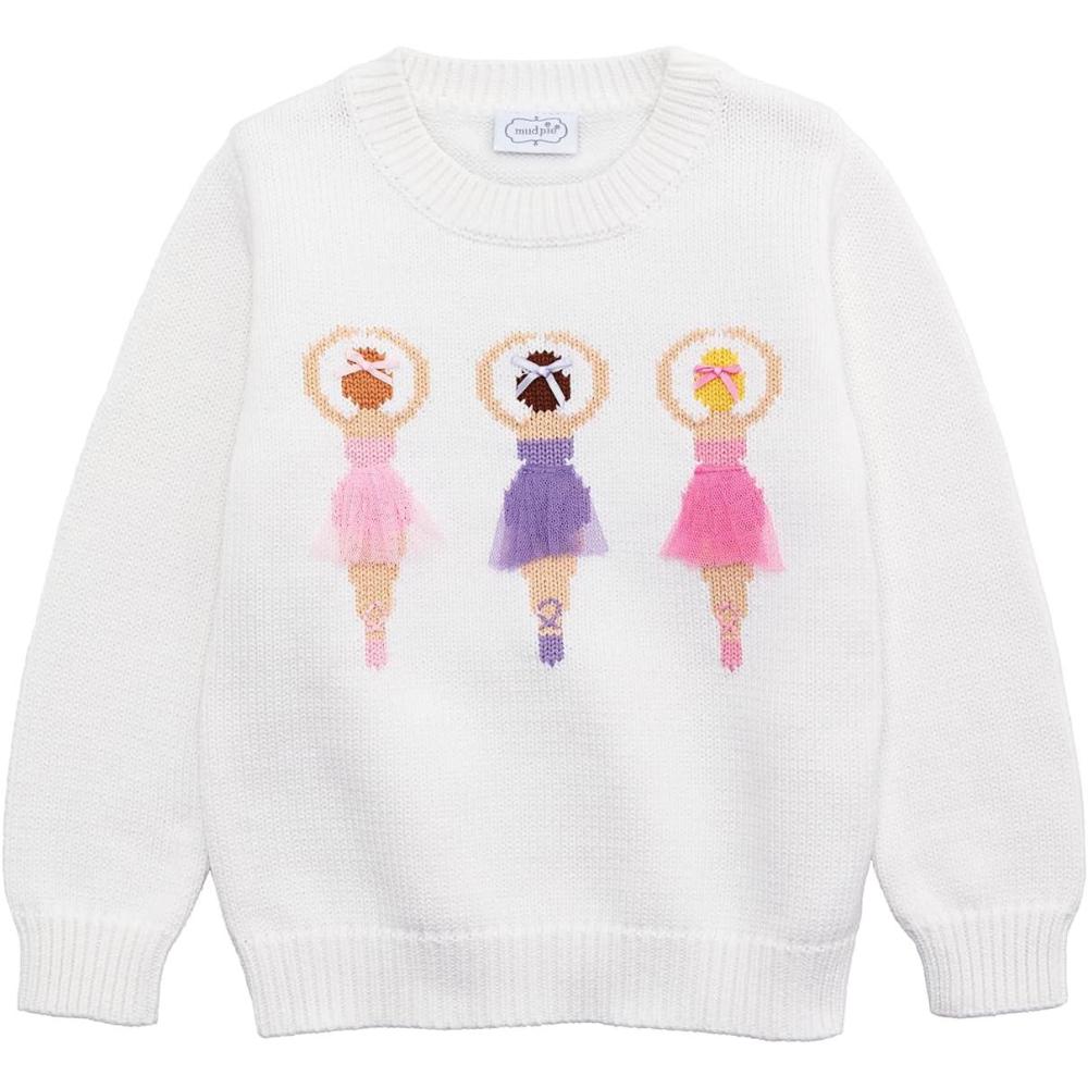 imageMud Pie Baby Girls Kids Ballerina SweaterWhite