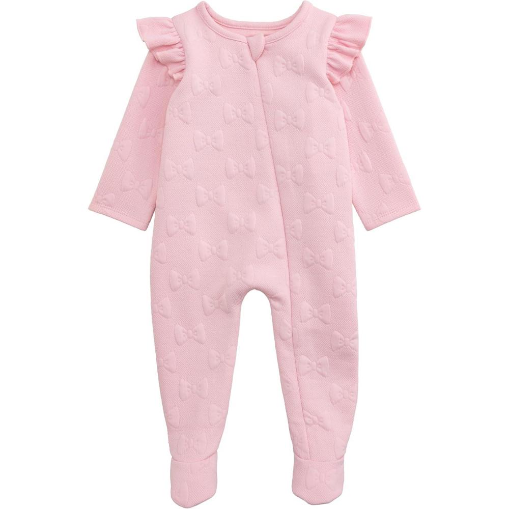 imageMud Pie Baby Girls Mud Pie Baby Pink Quilted Bow SleeperPink