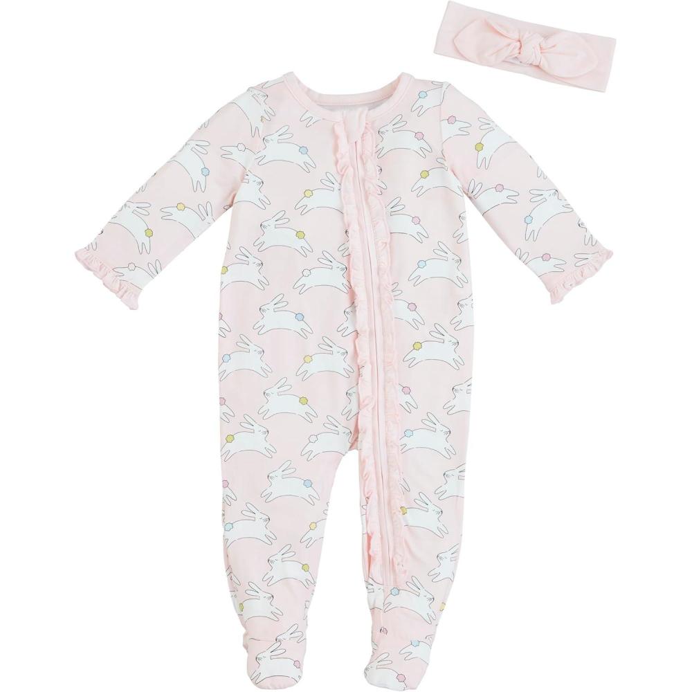 imageMud Pie Baby Girls Pink Bunny SleeperPink