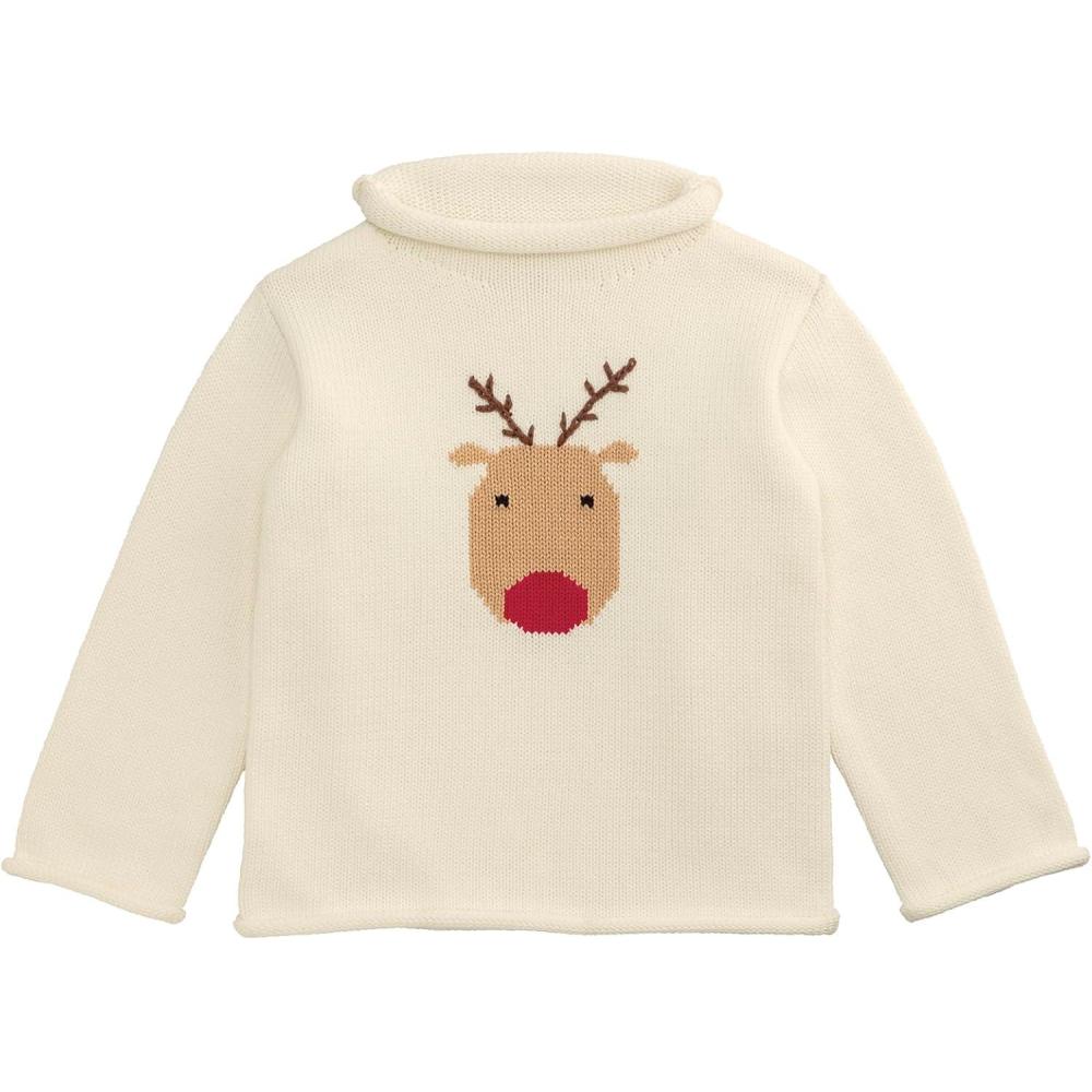 imageMud Pie Boys Kids Christmas Reindeer Rollneck SweaterWhite