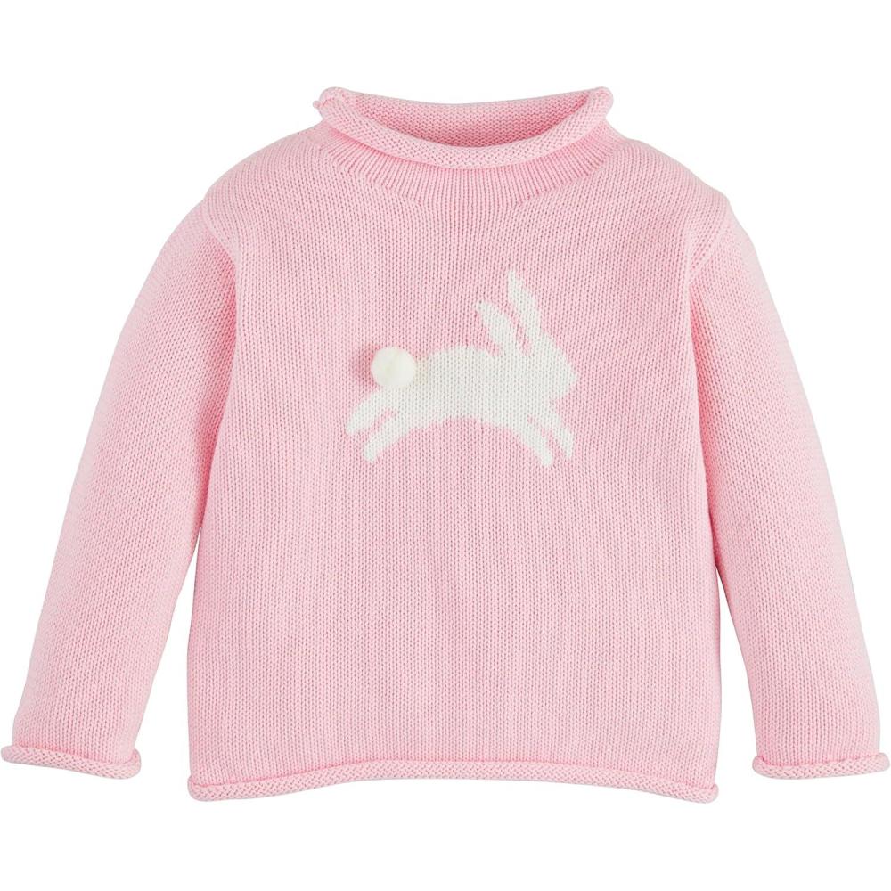 imageMud Pie Girls Childrens Pink Bunny Rollneck SweaterPink