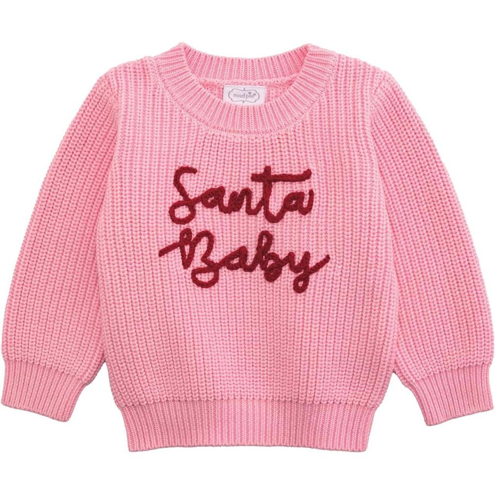 imageMud Pie Girls Kids Christmas Santa Baby SweaterPink
