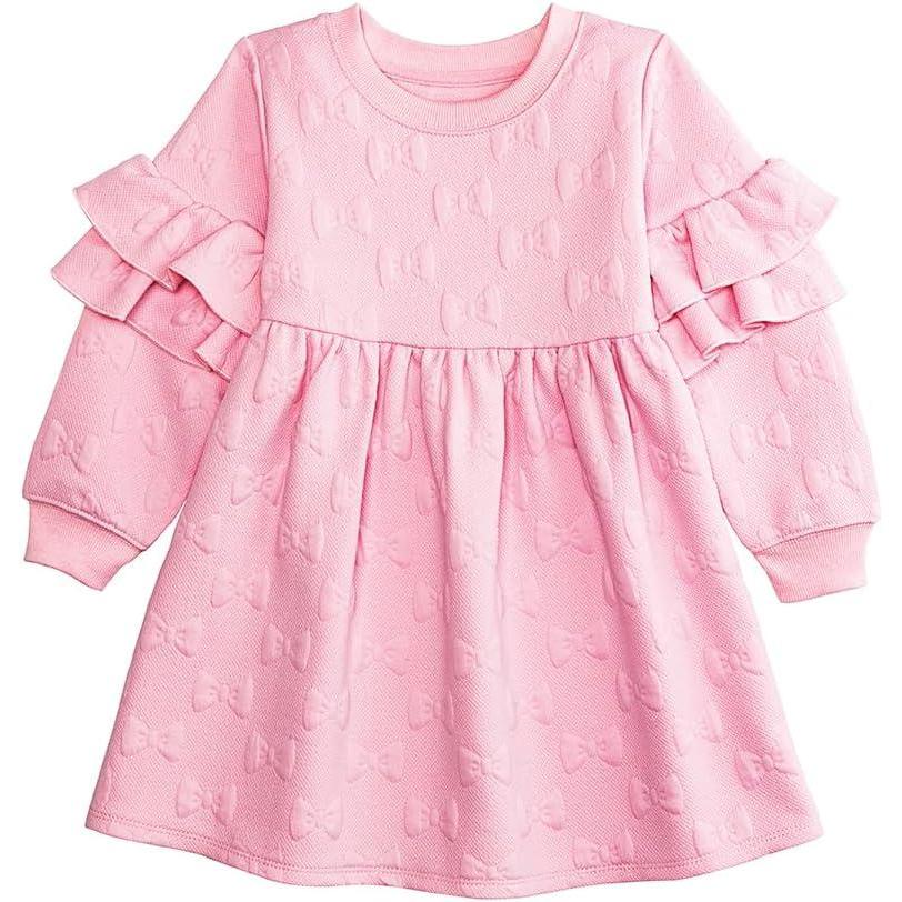 imageMud Pie Girls Mud Pie Kids Quilted Bow Sweatshirt DressPink