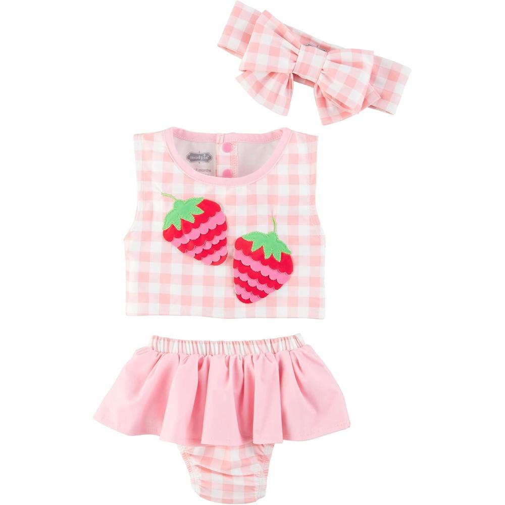 imageMud Pie Girls Swimsuit ampamp Headband SetStrawberry