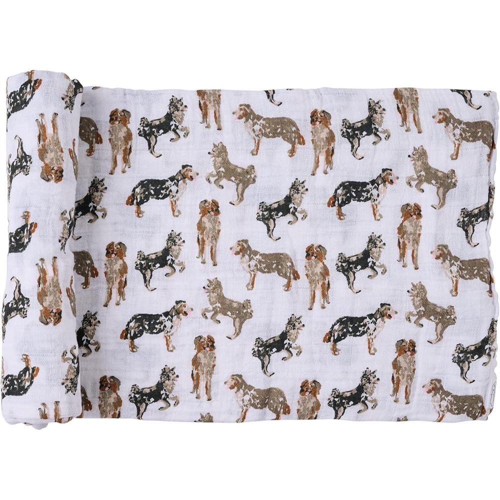 imageMud Pie Golden Retriever Print Muslin Baby Swaddle Blanket 47quot x 47quotAustralian Shepherd