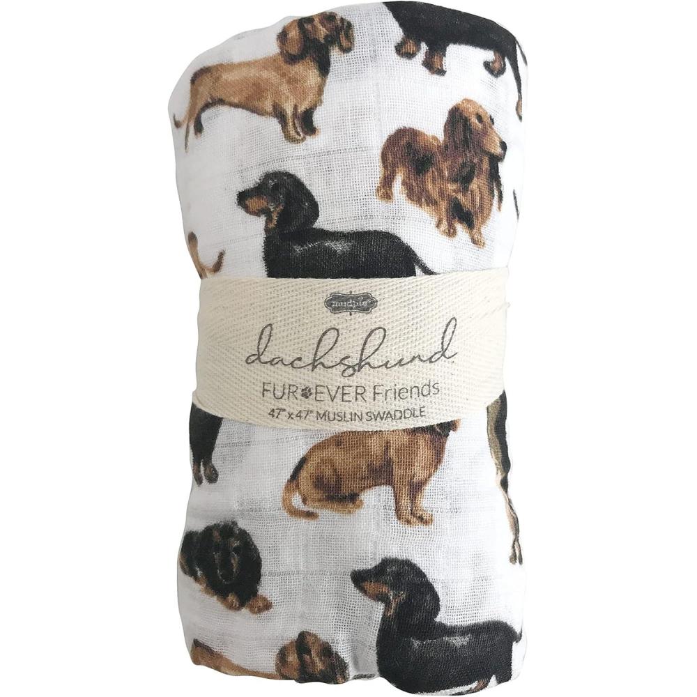 imageMud Pie Golden Retriever Print Muslin Baby Swaddle Blanket 47quot x 47quotDachshund