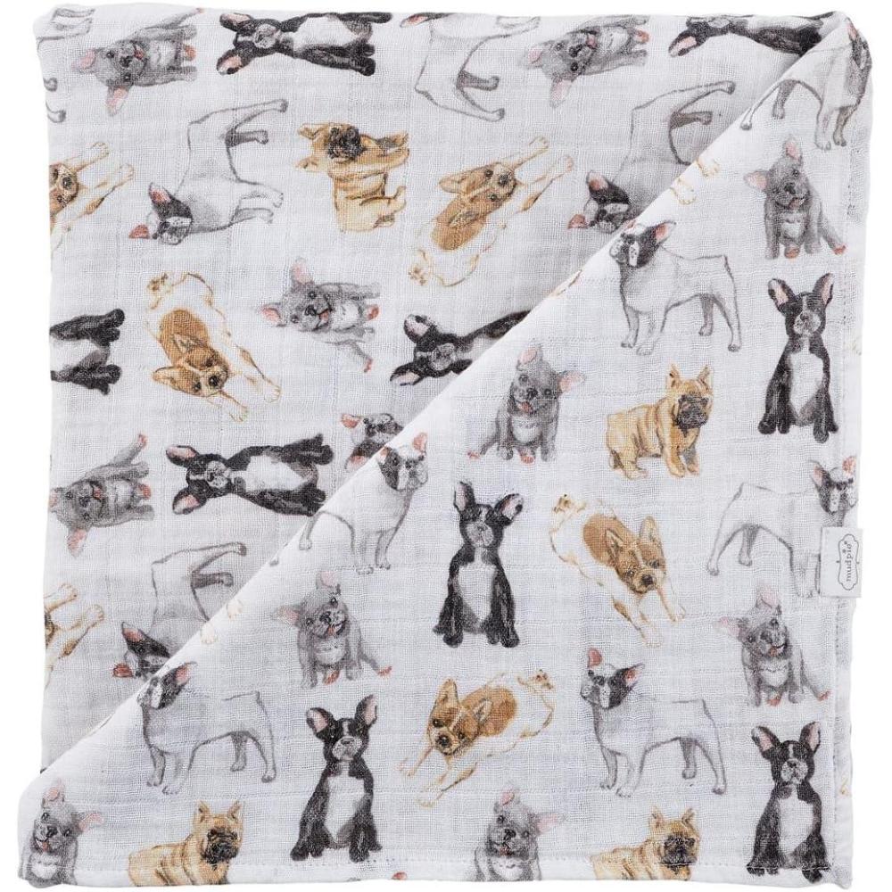 imageMud Pie Golden Retriever Print Muslin Baby Swaddle Blanket 47quot x 47quotFrench Bulldog