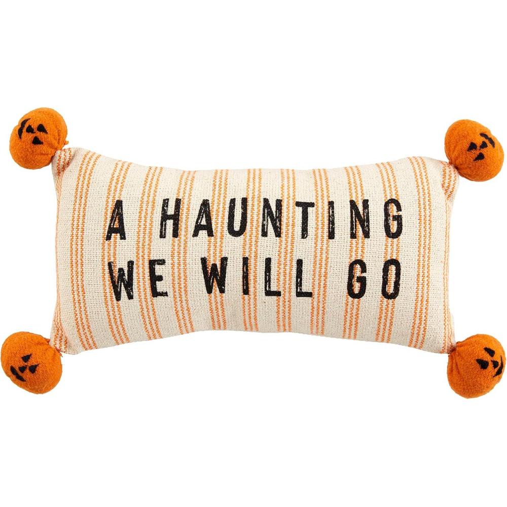 imageMud Pie Halloween Pillow 12quot x 6quot Happy HauntingHaunting