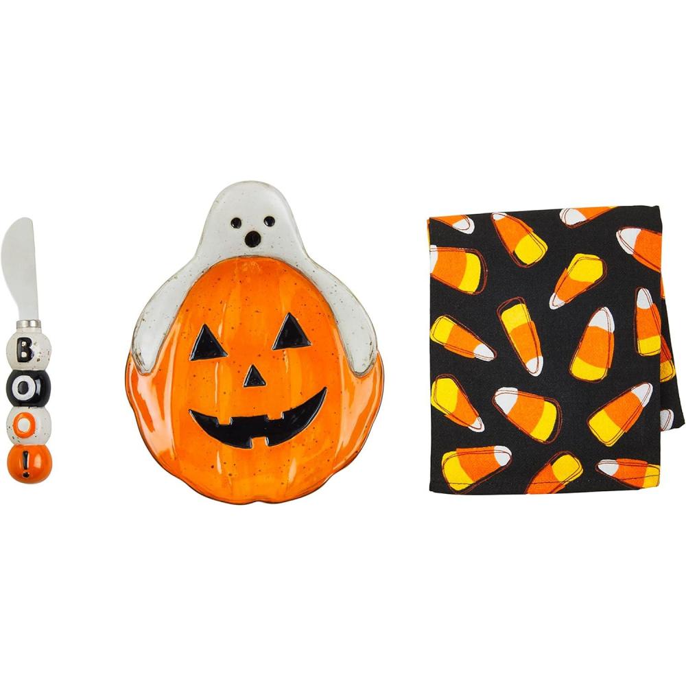 imageMud Pie Halloween Plate Set Pumpkin 6 320quot by 7 720quotPumpkin