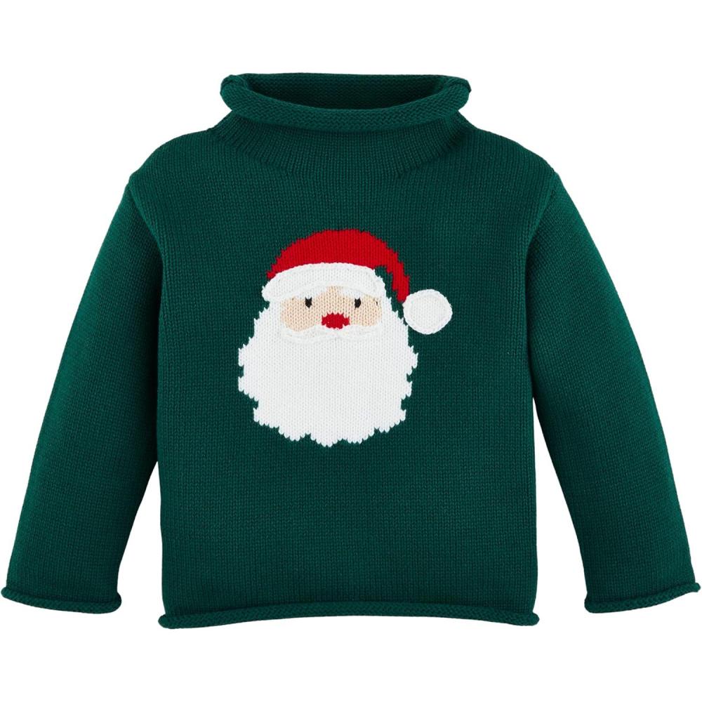 imageMud Pie Kids Children Rollneck Santa SweaterGreen Santa