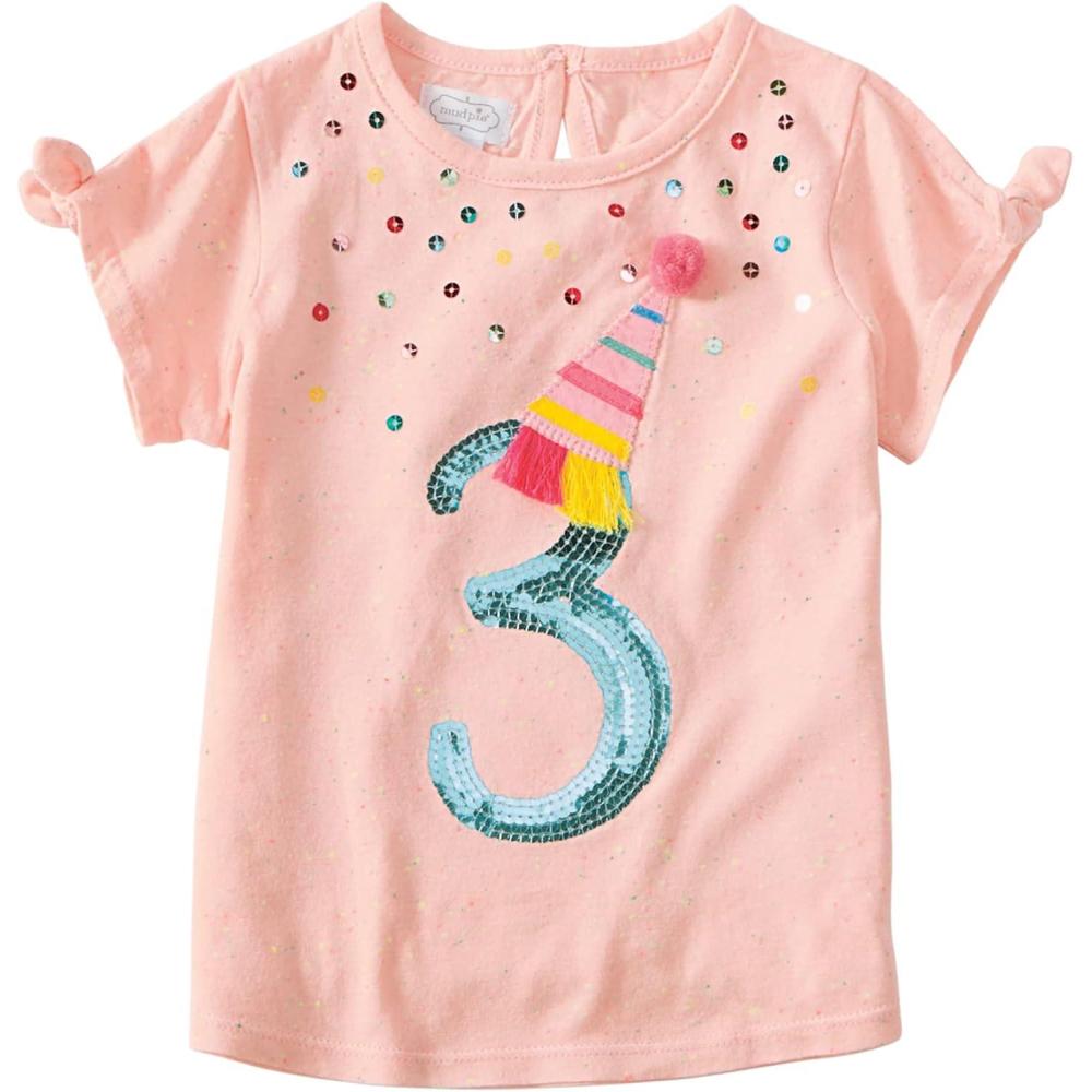 imageMud Pie Kids Girls Birthday TeeThree Birthday Tee