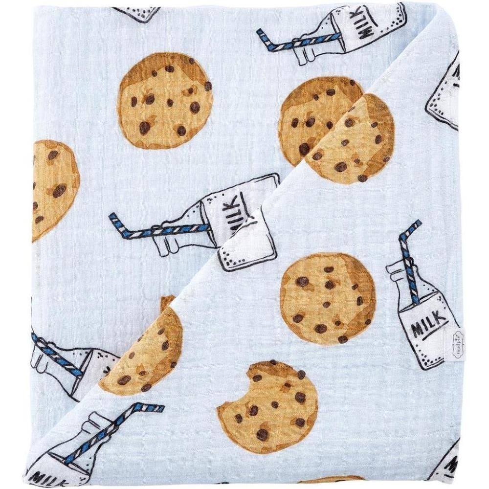 imageMud Pie Muslin Swaddle Milk and Cookies BlueBlue