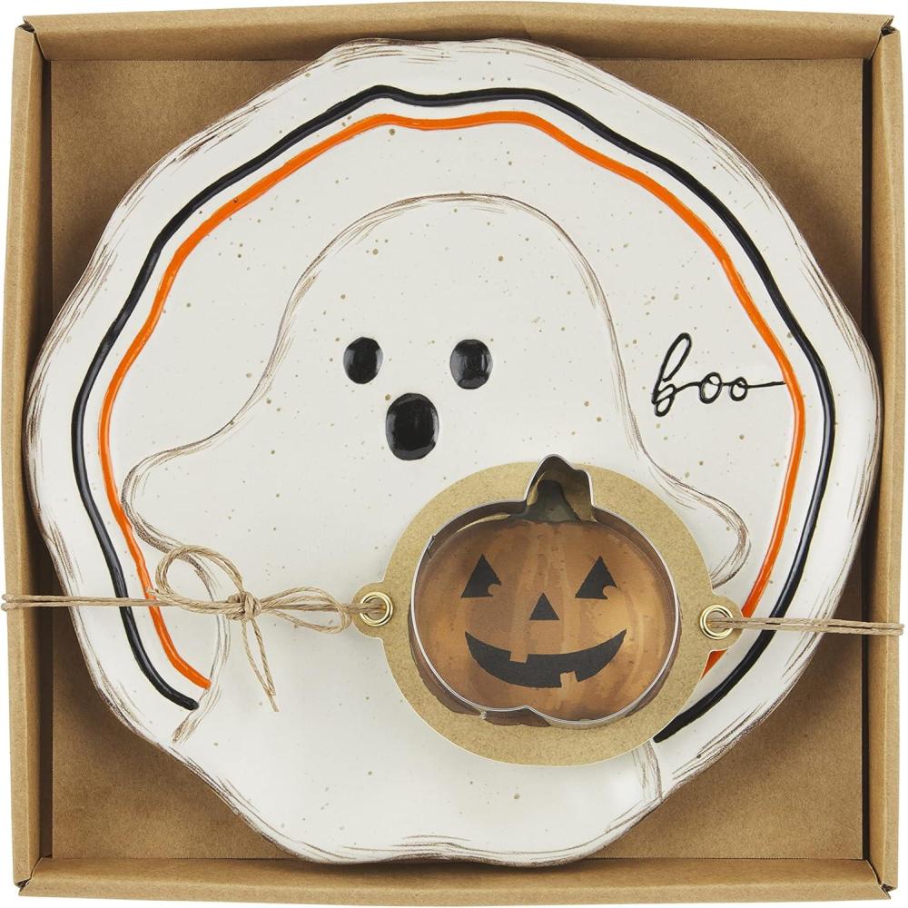imageMud Pie Stoneware Halloween Cookie Plate and Cutter Set 95quot diameter