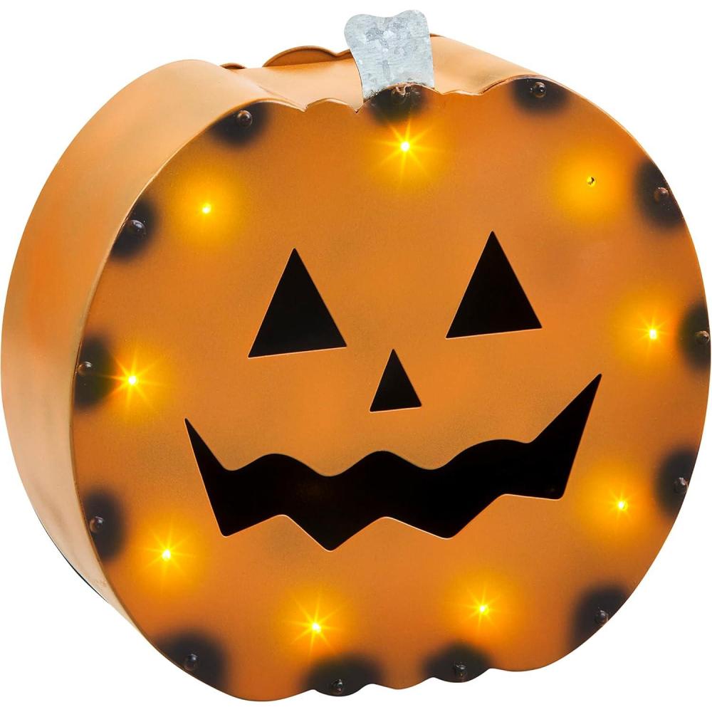 imageMud Pie Tin Pumpkin Lantern Rust 9quot x 95quot