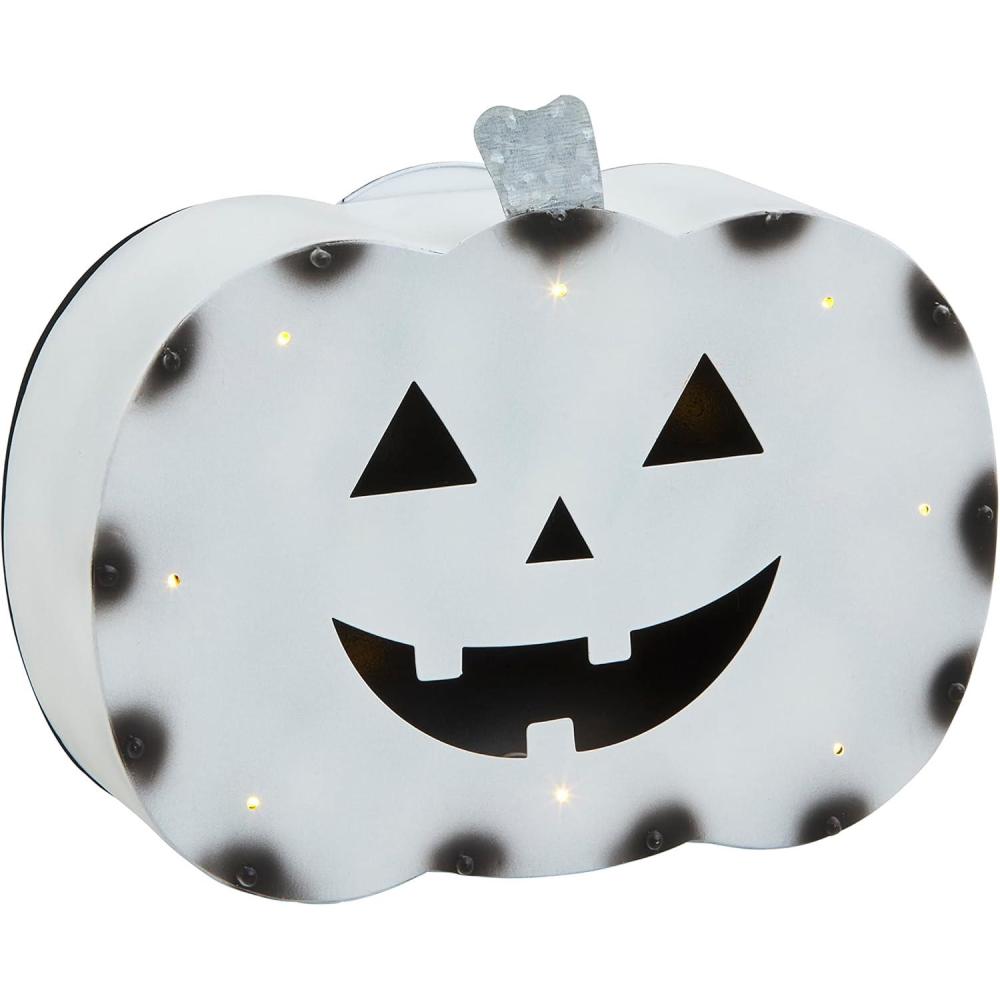imageMud Pie Tin Pumpkin Lantern White 105quot x 875quot