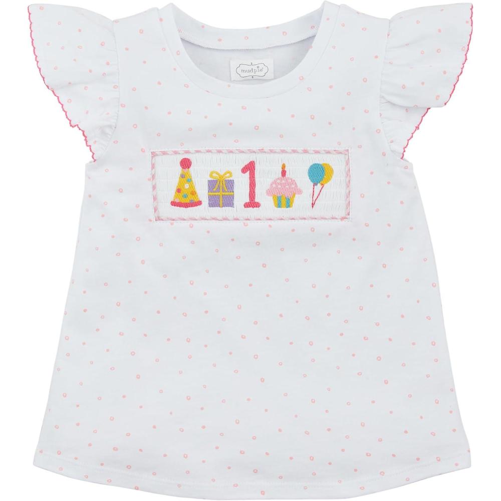 imageMud Pie Unisex Kids Childrens Smocked Birthday Tee One 1218 Months