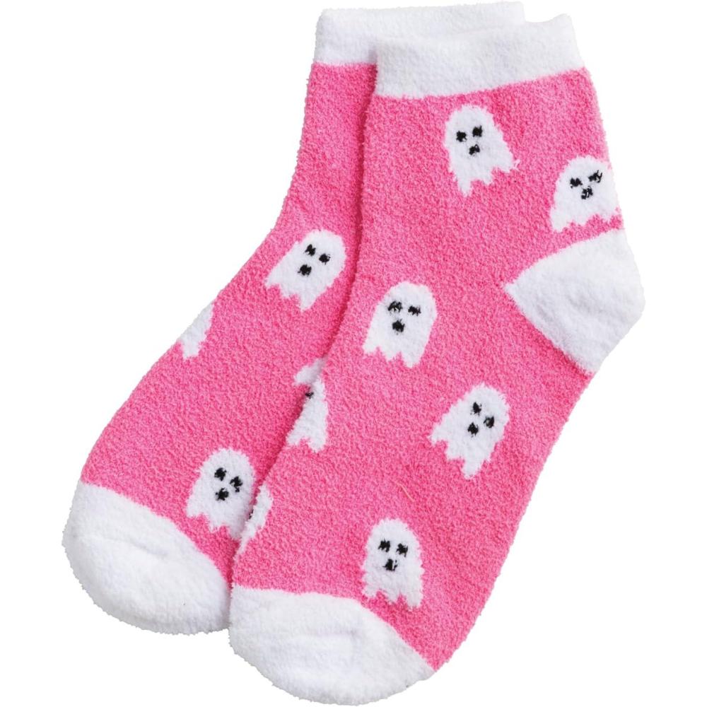 imageMud Pie Womens Fuzzy SocksPink Ghosts