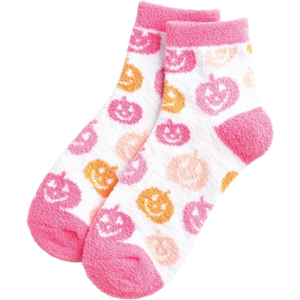 imageMud Pie Womens Fuzzy SocksWhite Pumpkins