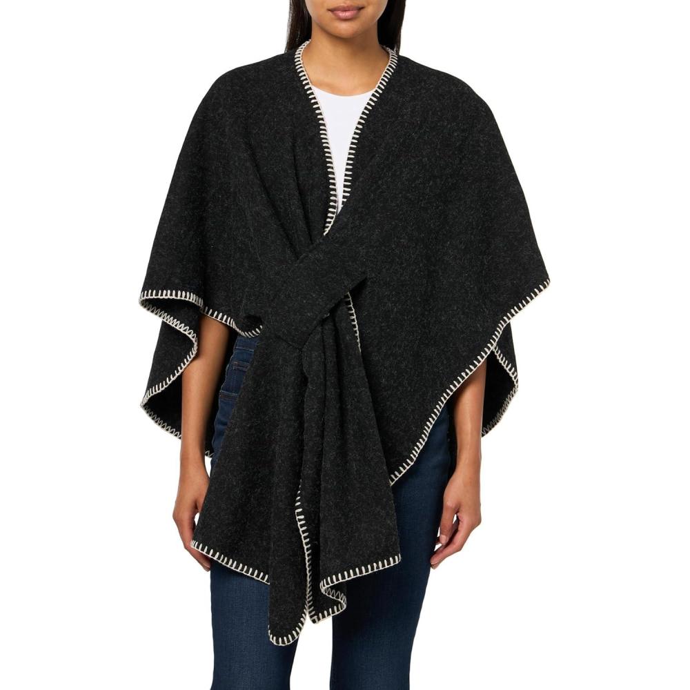 imageMud Pie Womens Hayword Blanket PonchoBlack