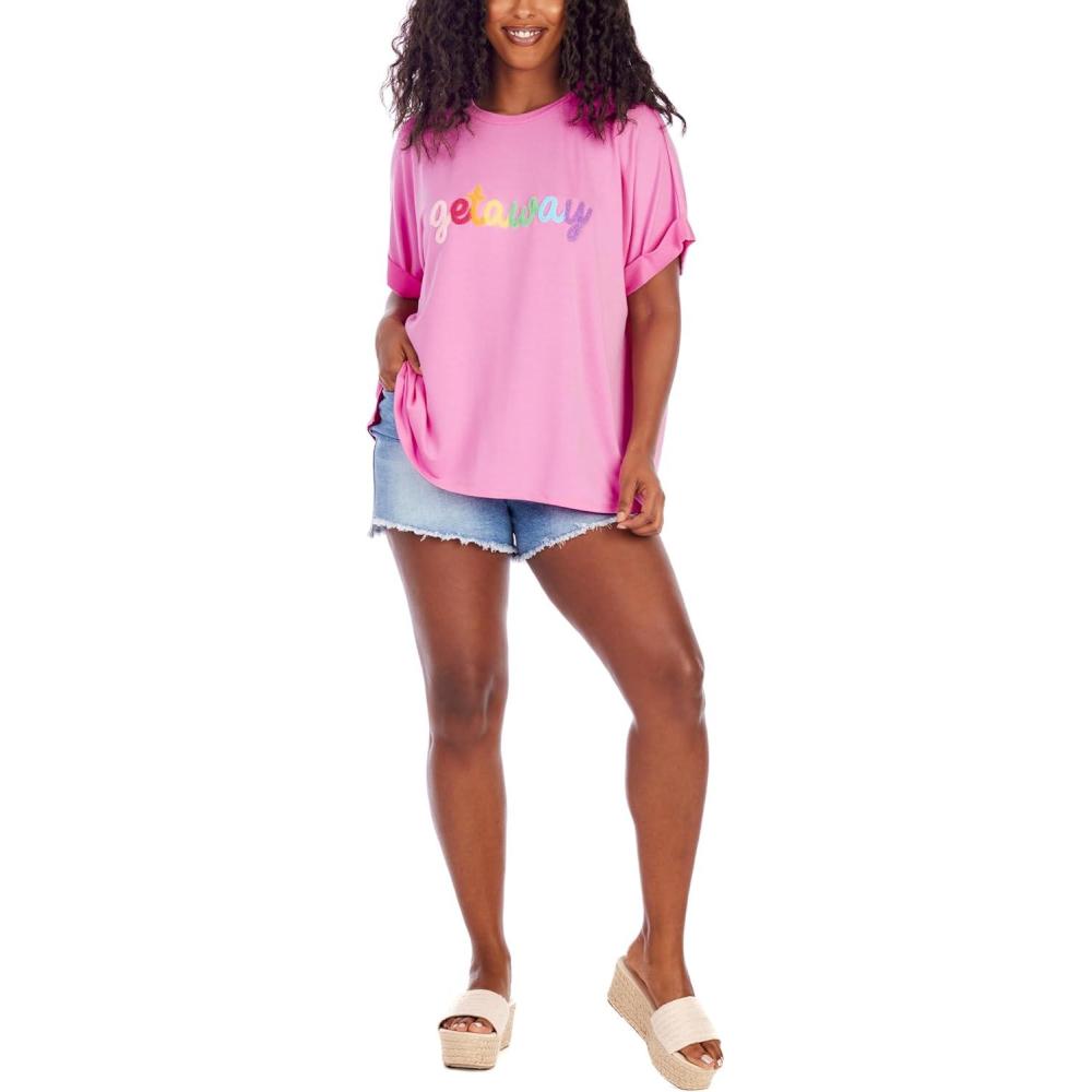 imageMud Pie Womens Nate Patch TeePink