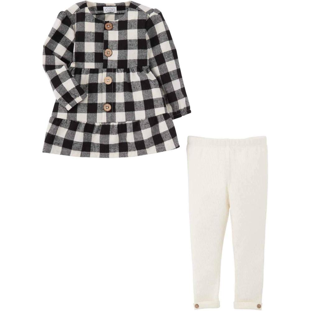 imageMud Pie babygirls Black Check Tunic LeggingBlack