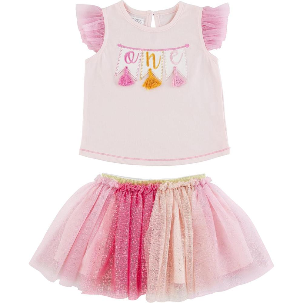 imageMud Pie babygirls Toddler Girl Birthday Tutu SetPink 1st Birthday