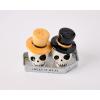 Mud Pie Halloween Ghost Salt & Pepper Set, assembled 3 1/4″ x 4 1/2″(Skull)