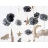 Mud Pie Pom Pom Stars and Clouds Celestial Crib Mobile – White and Grey, White/Grey(Grey/White)