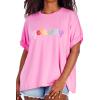 Mud Pie Women’s Nate Patch Tee(Pink)