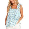 Mud Pie Womens Women’s Charlie Ruffle Top(Blue)