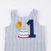 Mud Pie baby-boys Birthday Boy Seersucker Shortall(1)