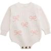 Mud Pie Baby Girl Bow Chainstitch Sweater Bubble