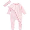 Mud Pie Baby Girl Sleeper(Velour Pink)