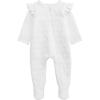 Mud Pie Baby Girls Mud Pie Baby White Quilted Bow Sleeper(White)