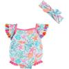 Mud Pie Girls Swimsuit & Headband Set(Sea)