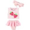 Mud Pie Girls Swimsuit & Headband Set(Strawberry)