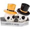 Mud Pie Halloween Ghost Salt & Pepper Set, assembled 3 1/4″ x 4 1/2″(Skull)