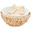 Mud Pie Water Hyacinth Serving Bowl Set, White/Tan, bowl 4.5″ x 10″ dia